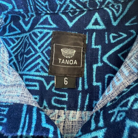 Tanoa Samoa Button Down Aloha Shirt Boys Size 6 Blue - Picture 2 of 3